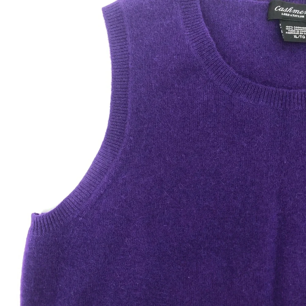 Lord and Taylor Purple Cashmere Sleeveless Sweater - Picture 3 of 7